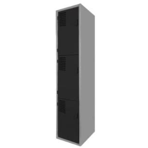 Locker Color Negro - 3 Puertas