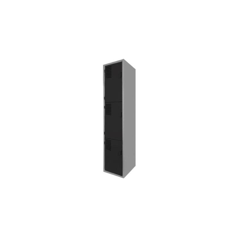 Locker Color Negro - 3 Puertas