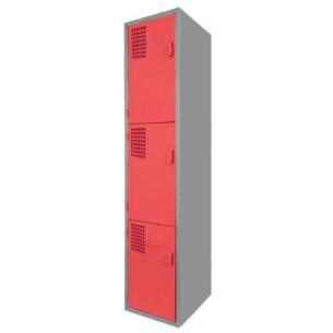 Locker Color Rojo - 3 Puertas