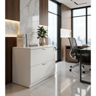 Archivero Horizontal Ejecutivo Blanco 2 Gavetas con Cerradura