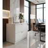 Archivero Horizontal Ejecutivo Blanco 2 Gavetas con Cerradura