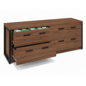 Archivero Ejecutivo Horizon Wood 4 | Credenza para Oficina con 4 Gavetas y Cerradura