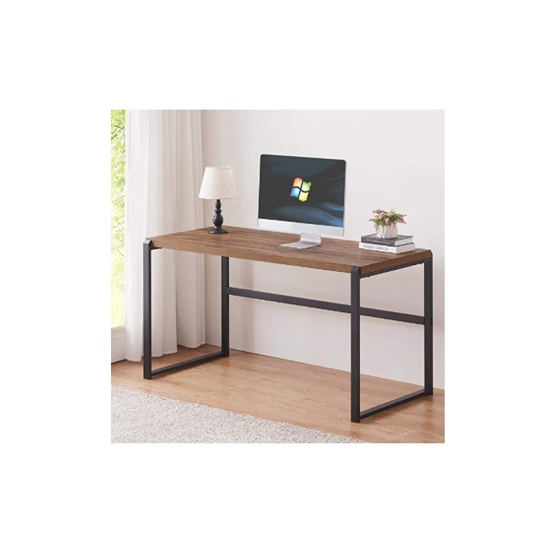 Escritorio industrial para ordenador, madera y metal